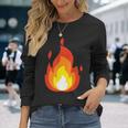 Lit Fire Flame ホットバーニングビーチパーティー 長袖Tシャツ 彼女への贈り物