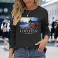 Lofoten ノルウェー キャビン ノルディック フィヨルド ベルゲン オーロラ 長袖Tシャツ 彼女への贈り物
