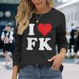 I Love Fk Initials I Heart FK First Last Name F K 長袖Tシャツ 彼女への贈り物