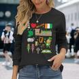 I Love Ireland。手描きアイルランドのランドマーク、旗、地図 長袖Tシャツ 彼女への贈り物