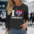 I Love Norwegian Pride ノルウェーのルーツ ノルウェー国旗 長袖Tシャツ 彼女への贈り物