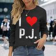 I Love Pj PJ ハート アンティーク調 長袖tシャツ 長袖Tシャツ 彼女への贈り物