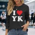 I Love Yk Initials I Heart YK First Last Name Y K 長袖Tシャツ 彼女への贈り物