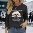 Maltese Dog Is On My Mind 面白い子犬オーナーデザイン 長袖Tシャツ 彼女への贈り物