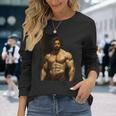 Muscle Man Bodybuilder Gay Daddy Classic Oil Paintingtyle 長袖Tシャツ 彼女への贈り物