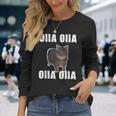 Oiia Oiia スピニング インターネット ミーム 猫 ユーモラス 面白い ブレイン 長袖Tシャツ 彼女への贈り物