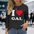 Red Heart I Love Gal 長袖Tシャツ 彼女への贈り物