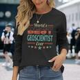 Retro Badge Worlds Best Geoscientist 長袖Tシャツ 彼女への贈り物