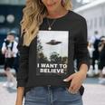 Ufoシャツ I Want To Believe Alien Ufotシャツ 長袖Tシャツ 彼女への贈り物