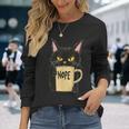 おかしな猫 コーヒーマグと黒猫 Nope 長袖Tシャツ 彼女への贈り物