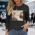 おかしな猫 神 創造 アダム ミーム イエス 長袖Tシャツ 彼女への贈り物