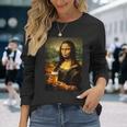 おもしろビールモナリザ絵画アートママパパ。 長袖Tシャツ 彼女への贈り物