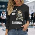 かわいいけど危険な空手 面白い テコンドー 猫 格闘技 長袖Tシャツ 彼女への贈り物