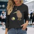 かわいいキウイの鳥と果物 ニュージーランド 長袖Tシャツ 彼女への贈り物