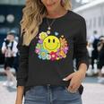 かわいいスマイルフェイス 花 ハッピーフェイス 花 ハート キッズ ガールズ 長袖Tシャツ 彼女への贈り物