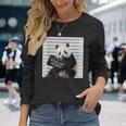 かわいいパンダの顔写真 犯罪者パンダ 長袖Tシャツ 彼女への贈り物