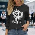 かわいいペキニーズ ハート足犬グラフィック デザイン 長袖Tシャツ 彼女への贈り物