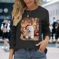 かわいい子犬の動物のクリスマス–サモエド犬のグラフィック 長袖Tシャツ 彼女への贈り物