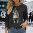 ぽっちゃり猫 お腹が大きい猫 ユーモア Fat Cat 長袖Tシャツ 彼女への贈り物