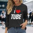 アイ・ラブ・チューブ・ハート 長袖Tシャツ 彼女への贈り物