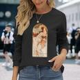 アルフォンス・マリア・ミュシャの季節 夏 長袖Tシャツ 彼女への贈り物