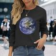 アースプラネット 地球 北米 平球 宇宙雲 長袖Tシャツ 彼女への贈り物