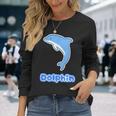 イルカ Dolphin ドルフィン【どうぶつフレンズ】水族館 海の生き物 ゆるくて かわいい 動物 イラスト 長袖Tシャツ 彼女への贈り物