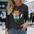 インド国旗 インド猫 長袖Tシャツ 彼女への贈り物