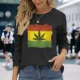 ウィード マリファナ ガンジャ リーフ ラスタ フラッグ 大麻 恋人 ギフト 長袖Tシャツ 彼女への贈り物