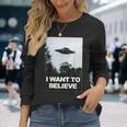 エイリアン Ufo ハンターシャツ I Want To Believe 長袖Tシャツ 彼女への贈り物