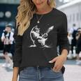 エレキギターで遊ぶ面白いギター猫 長袖Tシャツ 彼女への贈り物
