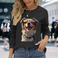 オーストラリアン・シェパード＆サングラス 愛犬家 シェパード 長袖Tシャツ 彼女への贈り物