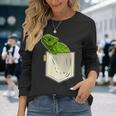 カメレオンポケットバッジ 長袖Tシャツ 彼女への贈り物