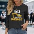 キッズ I'm 2 And Digging It 男の子向けのかわいいショベルデザイン 長袖Tシャツ 彼女への贈り物