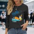 キューバ 熱帯の風景 ハバナ ギフト お土産 カリブ海 ヤシの木 冒険 長袖Tシャツ 彼女への贈り物