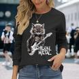 ギターを弾く猫 ヘヴィメタル ロックキャット おもしろギタリスト 長袖Tシャツ 彼女への贈り物