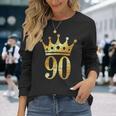 クラウン ナンバー90 ヴィンテージゴールデンイエロー 90歳の誕生日 長袖Tシャツ 彼女への贈り物