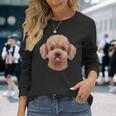 クリーム トイプードル 犬 いぬ 顔 長袖Tシャツ 彼女への贈り物