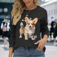 コーギー 天使 子犬 水彩 長袖Tシャツ 彼女への贈り物
