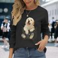 ゴールデンレトリバー ポケットに入った子犬 長袖Tシャツ 彼女への贈り物