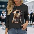 サングラスをかけたピットブル アメリカン・ピット・ブル・テリア 長袖Tシャツ 彼女への贈り物
