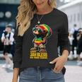 ジャマイカ かわいいラスタ テディベア ジャー ブレス レゲエ ルーツ 長袖Tシャツ 彼女への贈り物