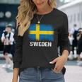 スウェーデン国旗スウェーデン 長袖Tシャツ 彼女への贈り物