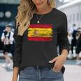スペイン国旗の絵、スペインの地図のスケッチ。 長袖Tシャツ 彼女への贈り物