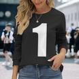 ナンバーワン 数字 1 プレーン ホワイト 数字 長袖Tシャツ 彼女への贈り物