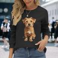 ノーフォークテリア 犬 モチーフ ペット アートワーク ノーフォークテリア 長袖Tシャツ 彼女への贈り物