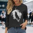 ハウリングウルフ 月光 森 シルエット 荒野 長袖Tシャツ 彼女への贈り物