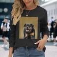 ハッピーロットワイラー犬自撮りポートレート 長袖Tシャツ 彼女への贈り物