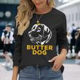 バター犬-彼のバターと一緒に犬面白いミーム 長袖Tシャツ 彼女への贈り物