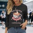 バレリーナ カプチーノ おもしろスローガン イタリアンブレイン レッド 長袖Tシャツ 彼女への贈り物